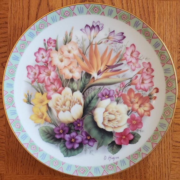 VTG Decorative Plate. "The Flowers of Africa" 1990. The Danbury Mint - Picture 1 of 3